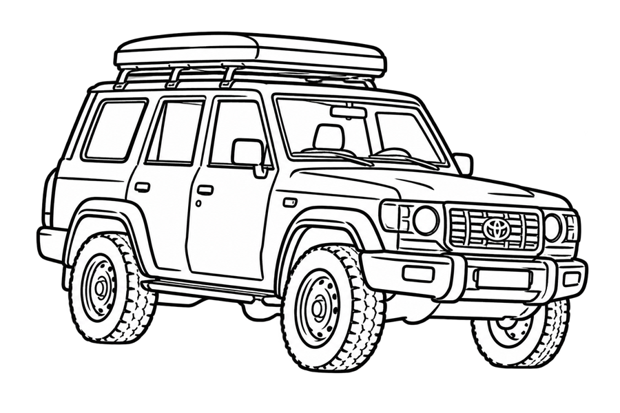 Line drawing of a Land Cruiser with the passenger side visible